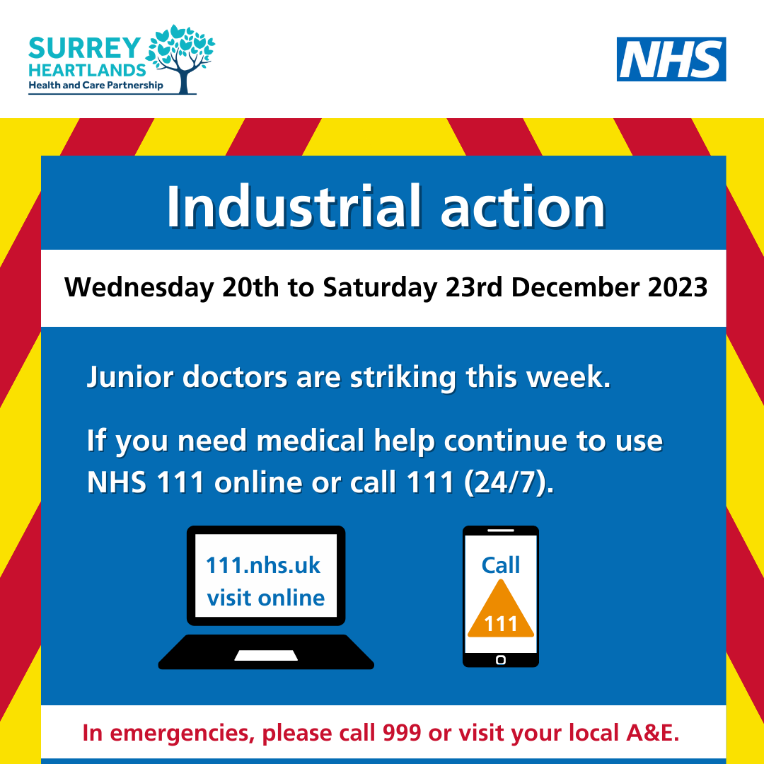 Graphic displaying the dates of industrial action in December 2023, 20th to the 23rd December