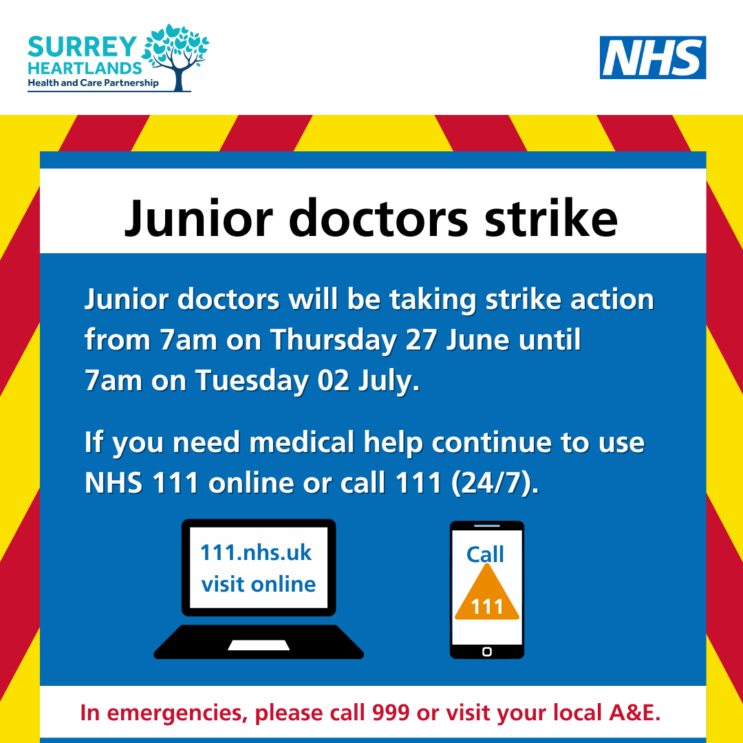 Industrial action graphic displaying the dates of industrial action 27 June 2024 to 02 July 2024